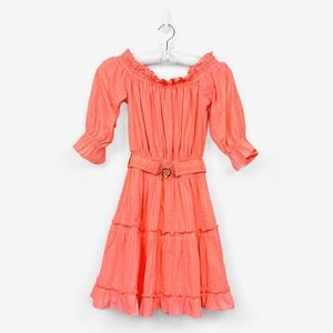 Lilly Pulitzer Louisa Mini Dress Size S Papaya Punch Cotton Off Shoulder Resort